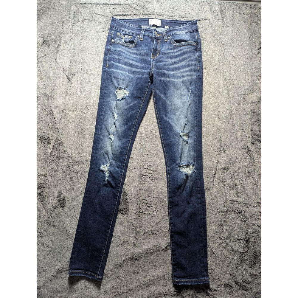 BKE Denim Payton Skinny Jeans Women's 26x31.5 Dark Wash Distressed